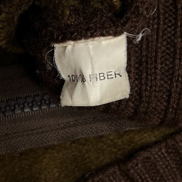 Vintage 90s Cal Fashion Brown Patchwork Panel Stitched Knit Zip Up Jacket Grunge - Picture 5 of 7